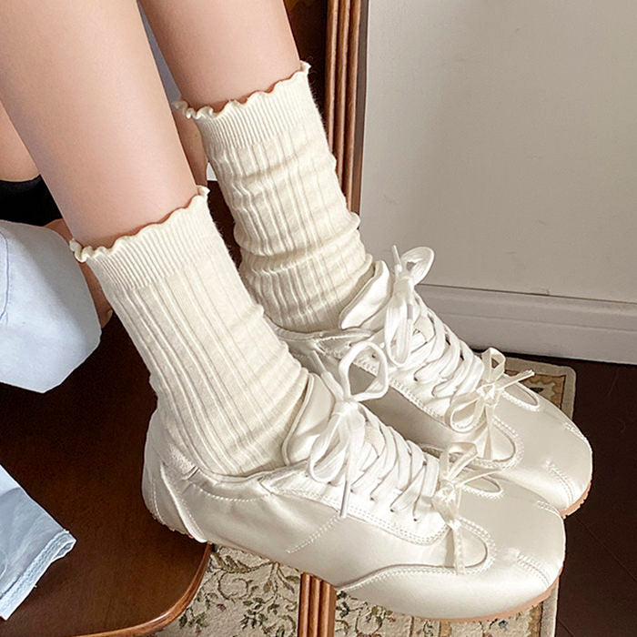PINK SATIN SNEAKERS WITH VEGAN LEATHER AESTHETIC BOW