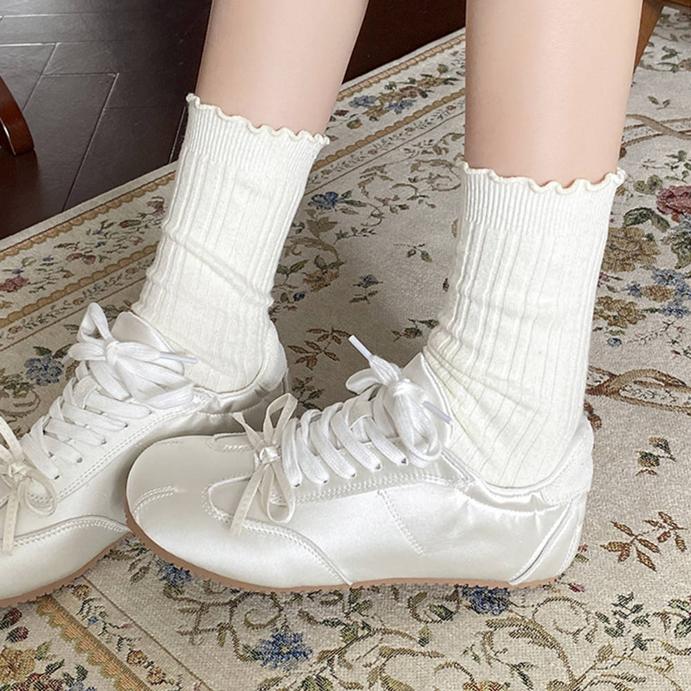 PINK SATIN SNEAKERS WITH VEGAN LEATHER AESTHETIC BOW