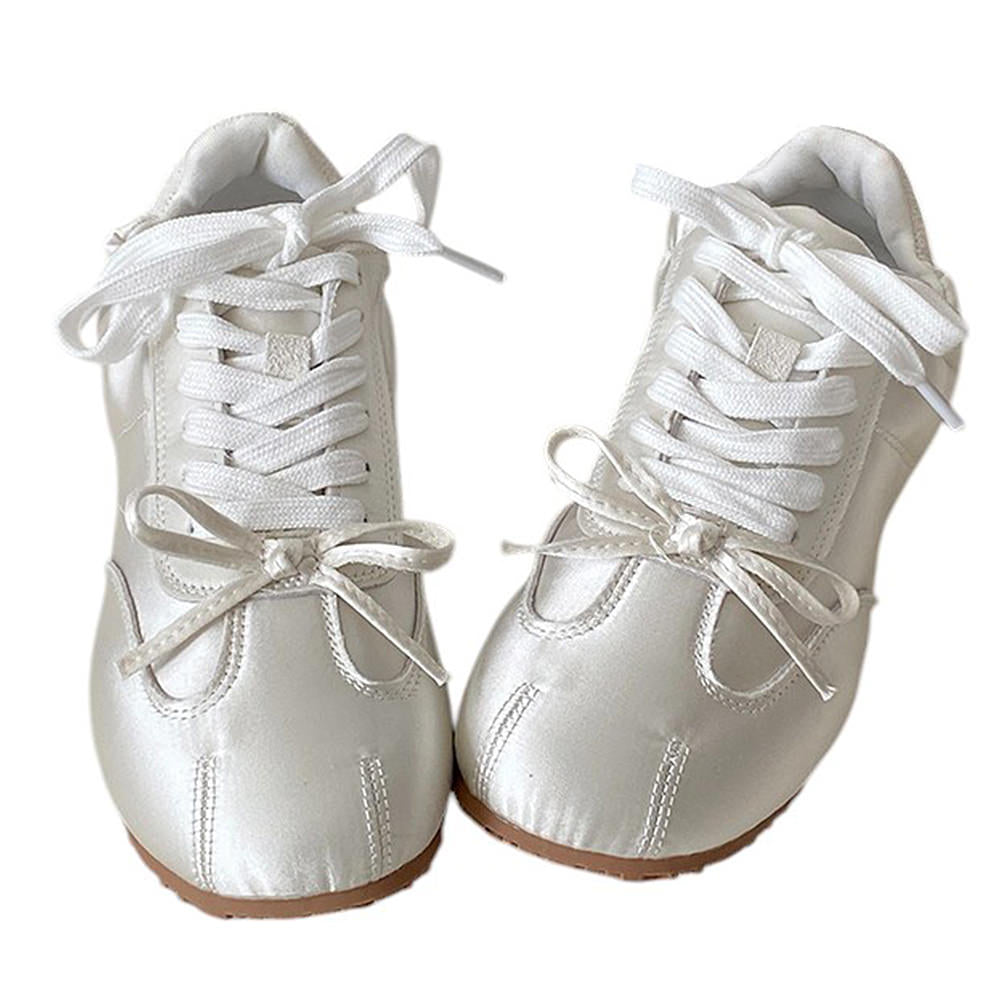 PINK SATIN SNEAKERS WITH VEGAN LEATHER AESTHETIC BOW