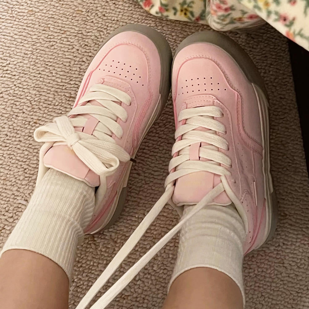 PINK SNEAKERS WITH WHITE LACES FOR WOMEN IN PASTEL PINK