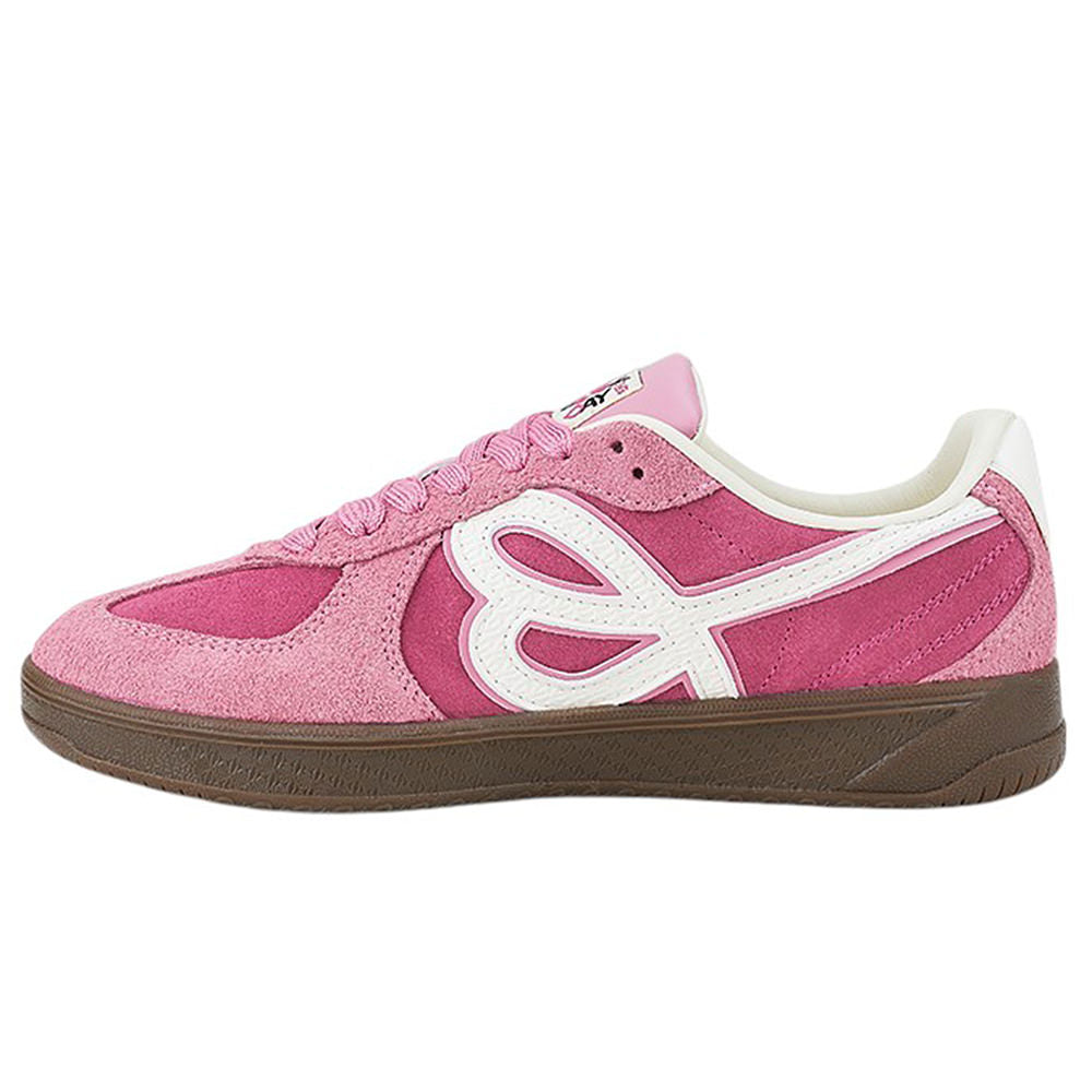 PINK SUEDE SNEAKERS WITH BROWN SOLE