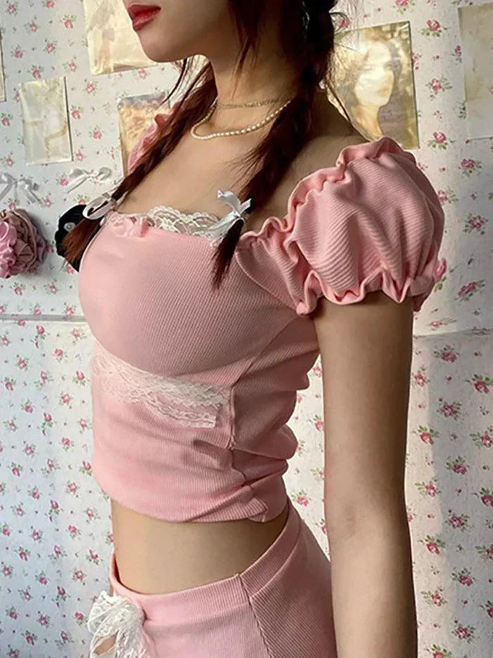 PINK TWO-PIECE SKIRT SET VINTAGE HOLIDAY DRESS