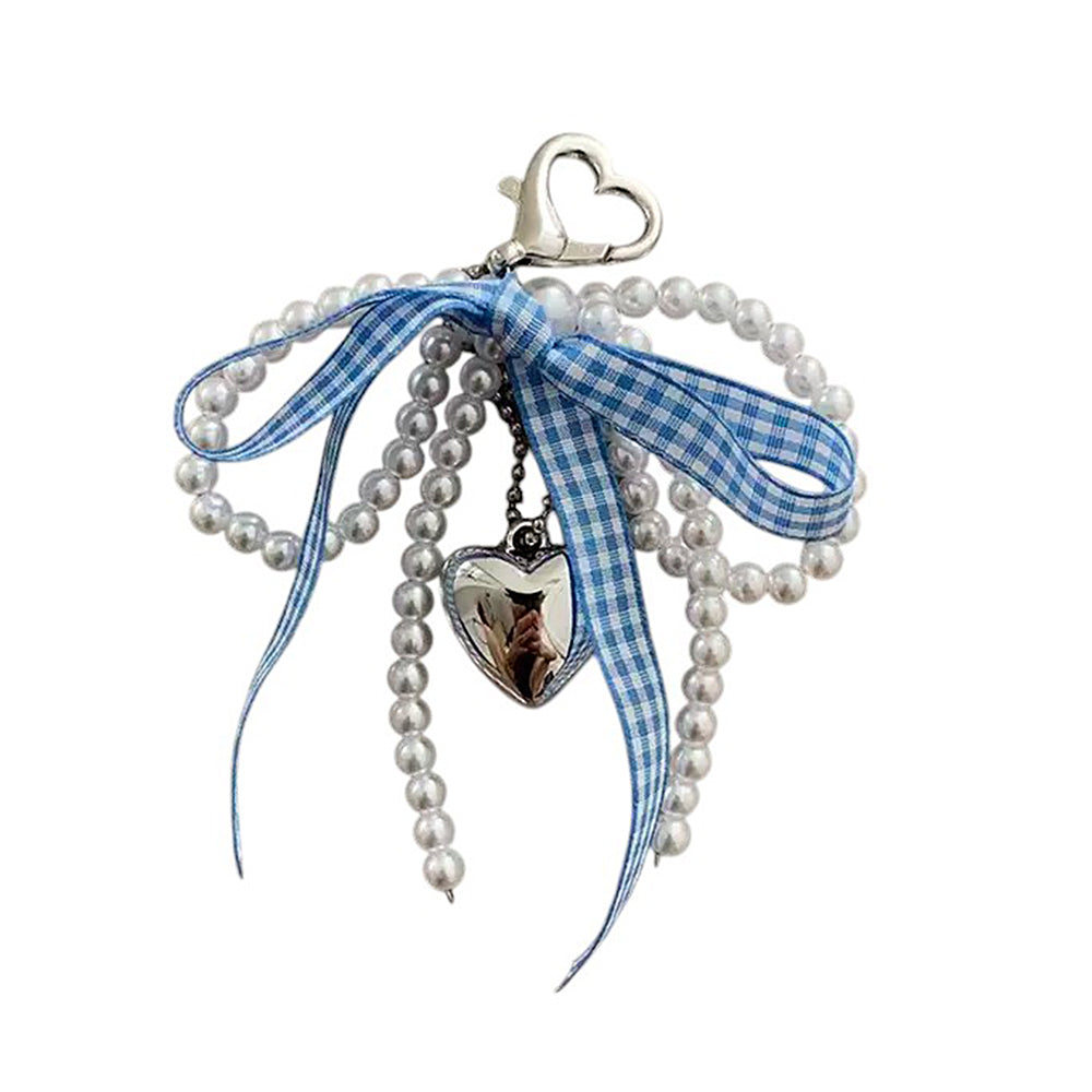 PLAID BOW SHOE CHARMS: PEARL HEART SHOE CHARMS