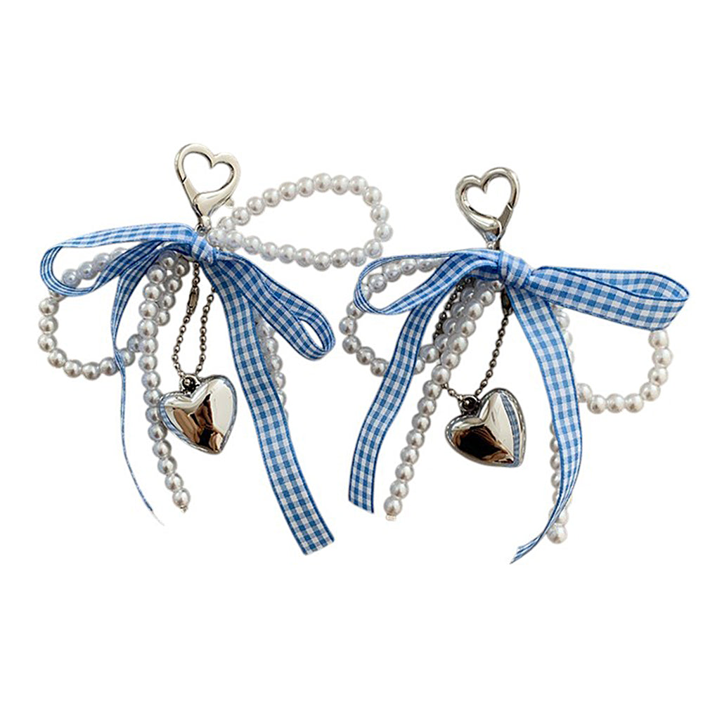 PLAID BOW SHOE CHARMS: PEARL HEART SHOE CHARMS