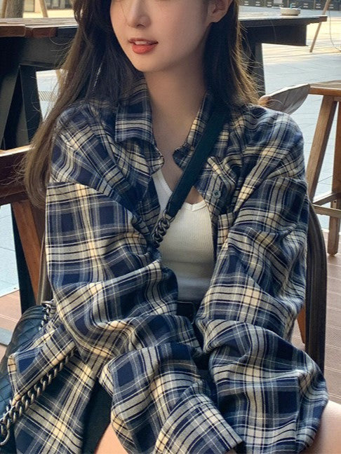 PLAID BUTTON-DOWN SHIRT WITH CLASSIC CHECK PATTERN, LONG SLEEVE DESIGN