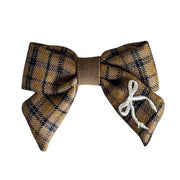PLAID EMBROIDERED HAIR BOW SET VINTAGE HAIR BOW
