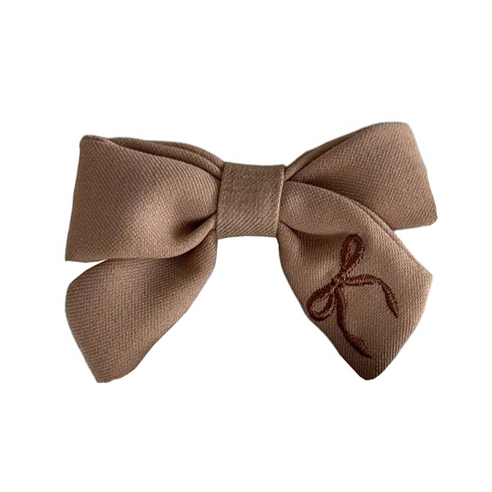 PLAID EMBROIDERED HAIR BOW SET VINTAGE HAIR BOW
