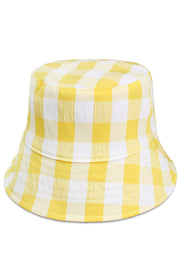 PLAID REVERSIBLE WIRED BRIM BUCKET HAT