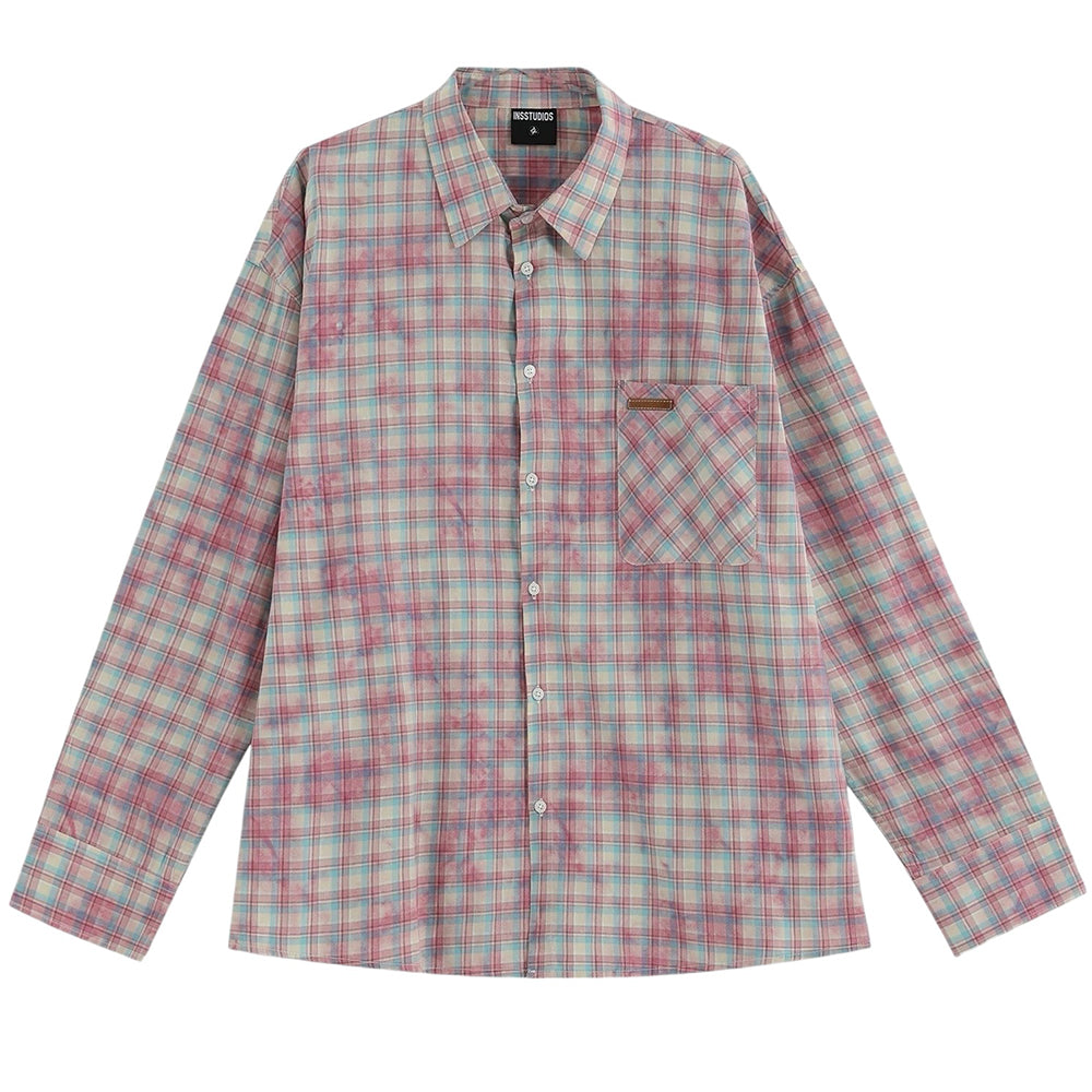 PLAID SHIRT PINK GREEN PASTEL PLAID SOFT GIRL AESTHETIC