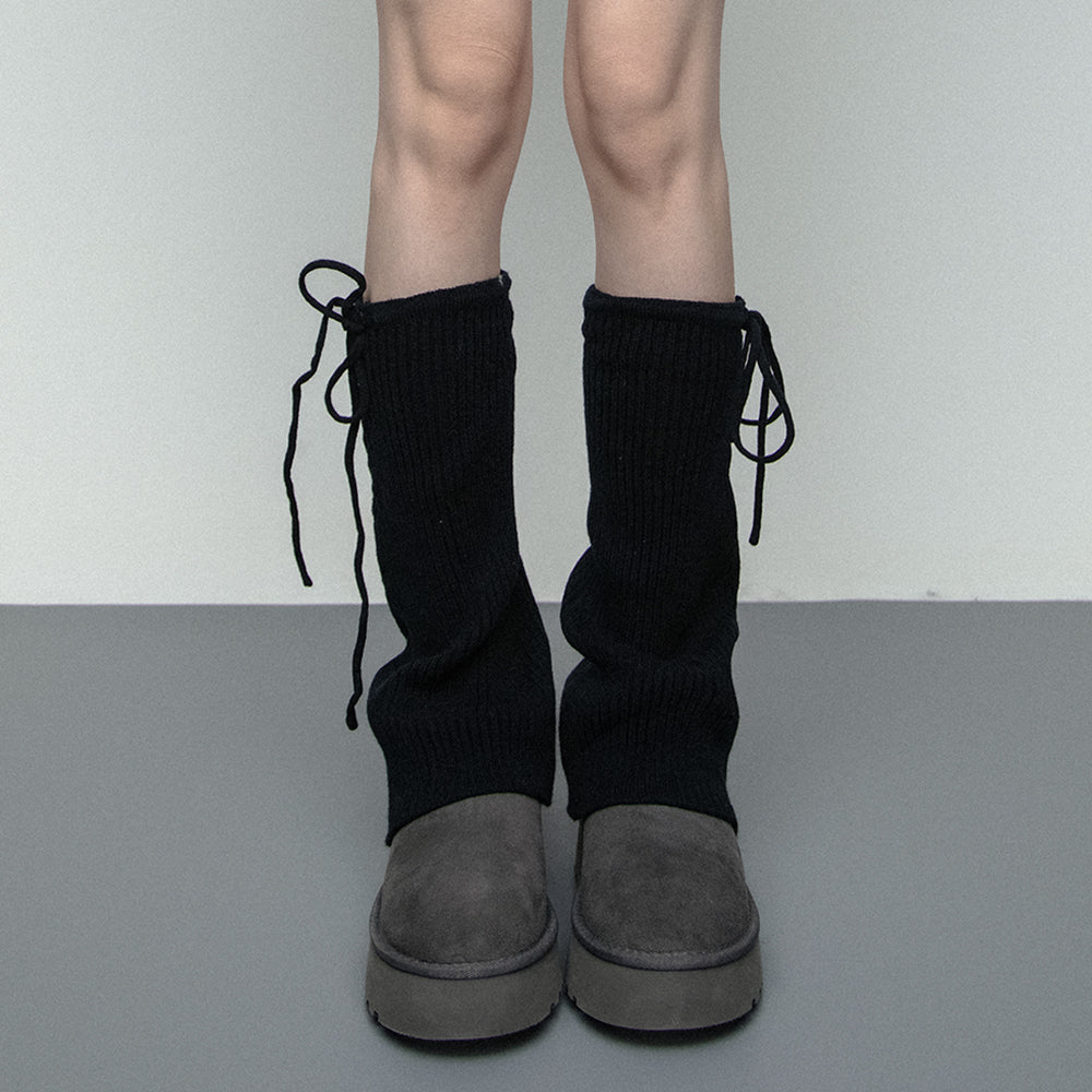 PLATFORM BOOTS WITH RIBBED LEG WARMERS SOFT GIRL STYLE