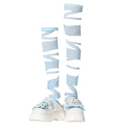 PLATFORM SHOES CELESTE BLUE TIE-UP SEE-THROUGH FABRIC