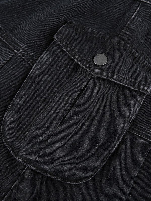 PLEATED DENIM MINI SKIRT IN BLACK - DURABLE DENIM FASHION PIECE