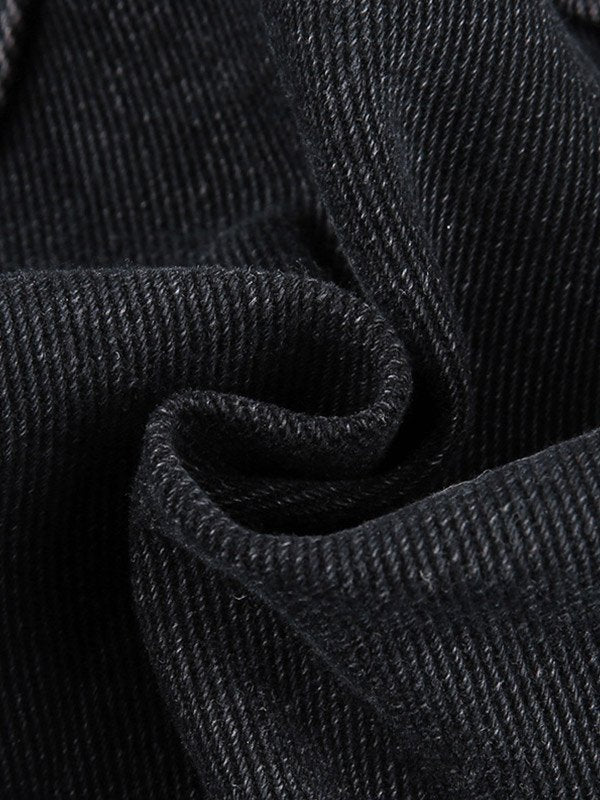 PLEATED DENIM MINI SKIRT IN BLACK - DURABLE DENIM FASHION PIECE