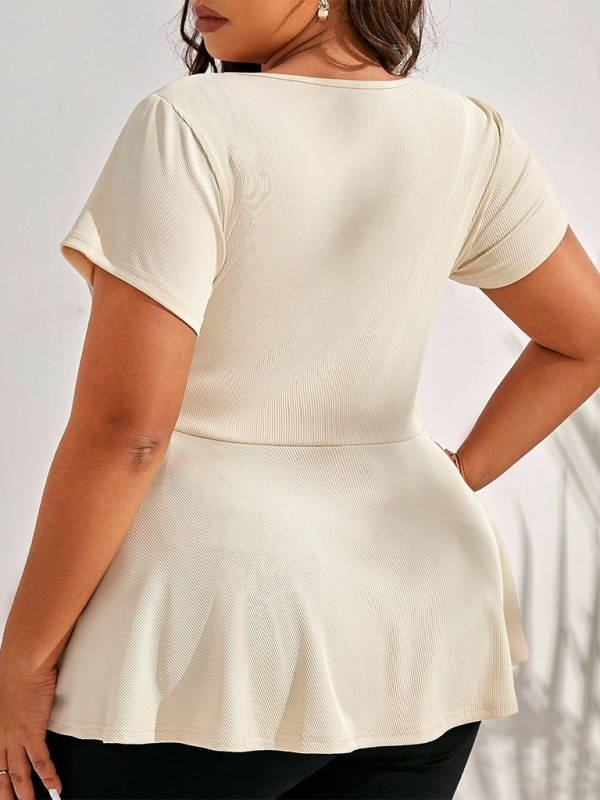 Plus Size Women’s Short Sleeve Zip Slim Fit T-Shirt