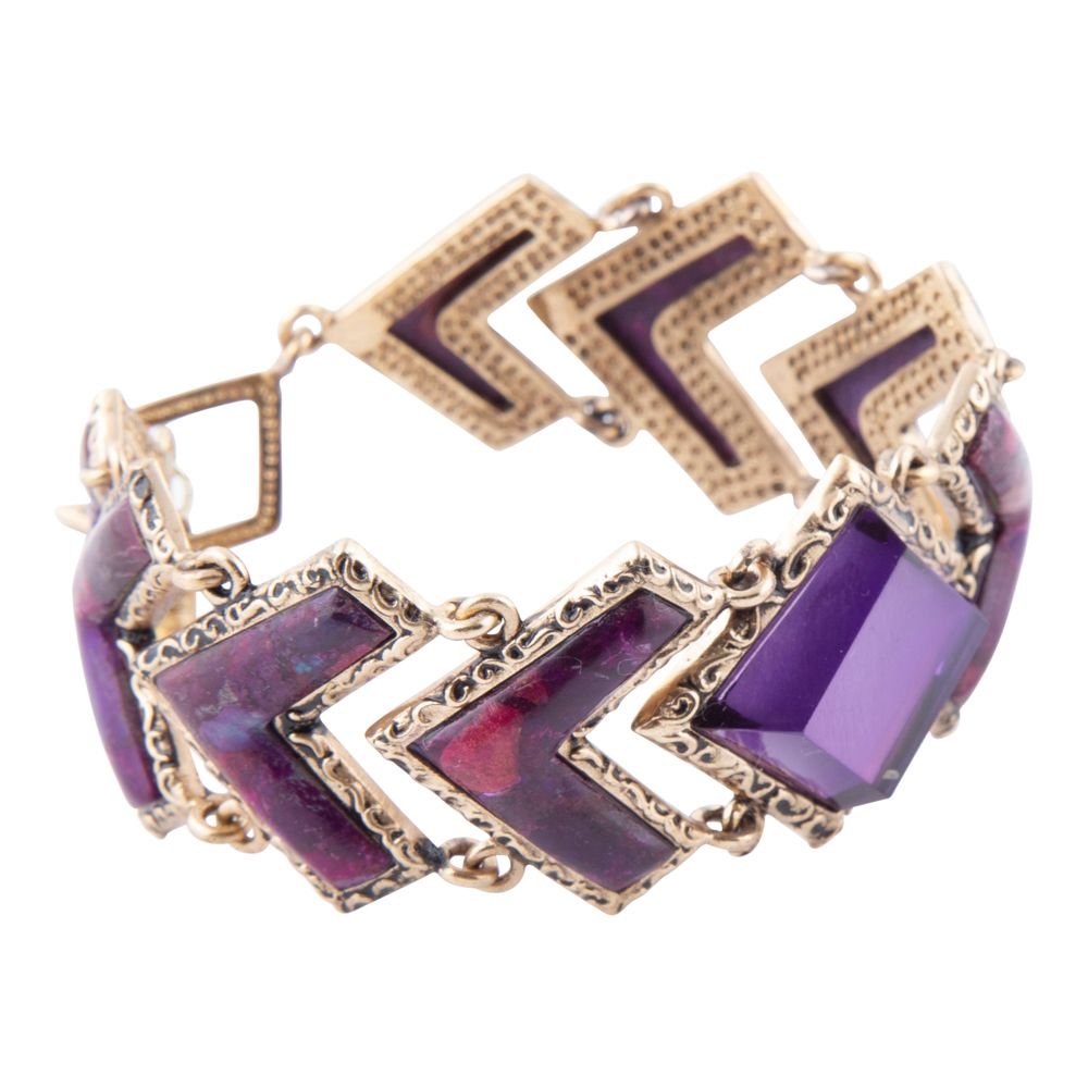 Pointedly Purple Turquoise Golden Link Bracelet