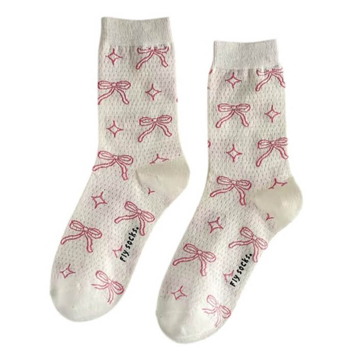 POLKA DOT BOW SOCKS: FREE SIZE COQUETTE STYLE