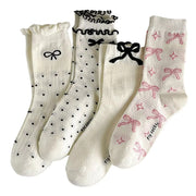 POLKA DOT BOW SOCKS: FREE SIZE COQUETTE STYLE