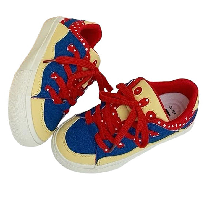 POLKA DOT RETRO LOW-TOP SNEAKERS: RED POLKA DOT PATTERN
