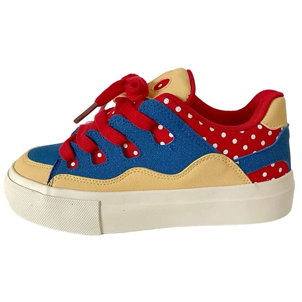 POLKA DOT RETRO LOW-TOP SNEAKERS: RED POLKA DOT PATTERN