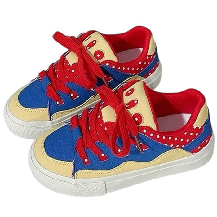 POLKA DOT RETRO LOW-TOP SNEAKERS: RED POLKA DOT PATTERN