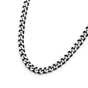 Mens Stainless Steel Black IP Diamond Cut 3mm Chain Link Necklace