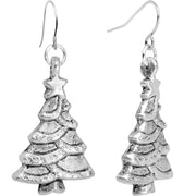 Silver Plated Winter Christmas Trees Fishhook Earrings