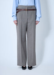 Prada Women Technical Wool Pants With Printed Belt