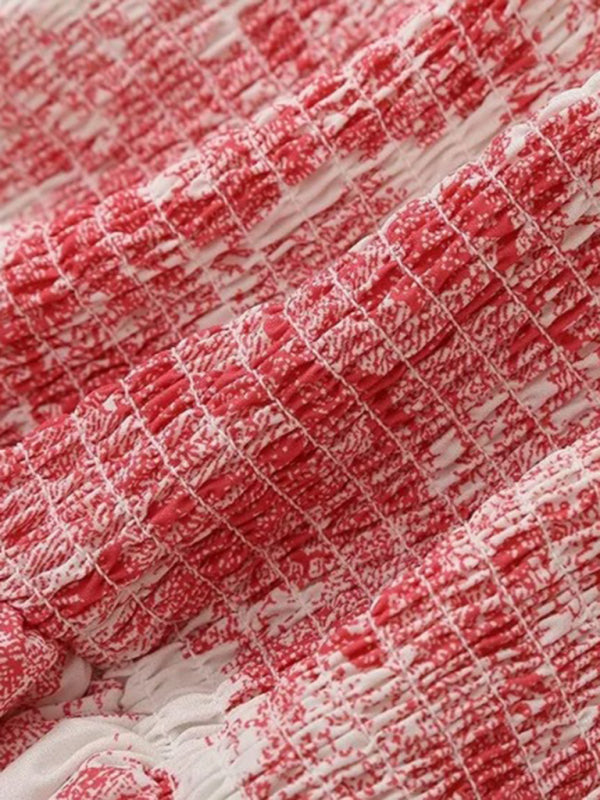 Printed tube top high waist zip-up dress