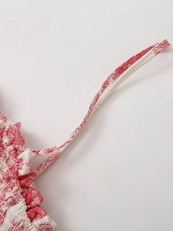 Printed tube top high waist zip-up dress