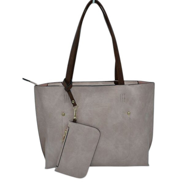 PU Vegan Leather 2 in 1 Tote Crossbody Handbag