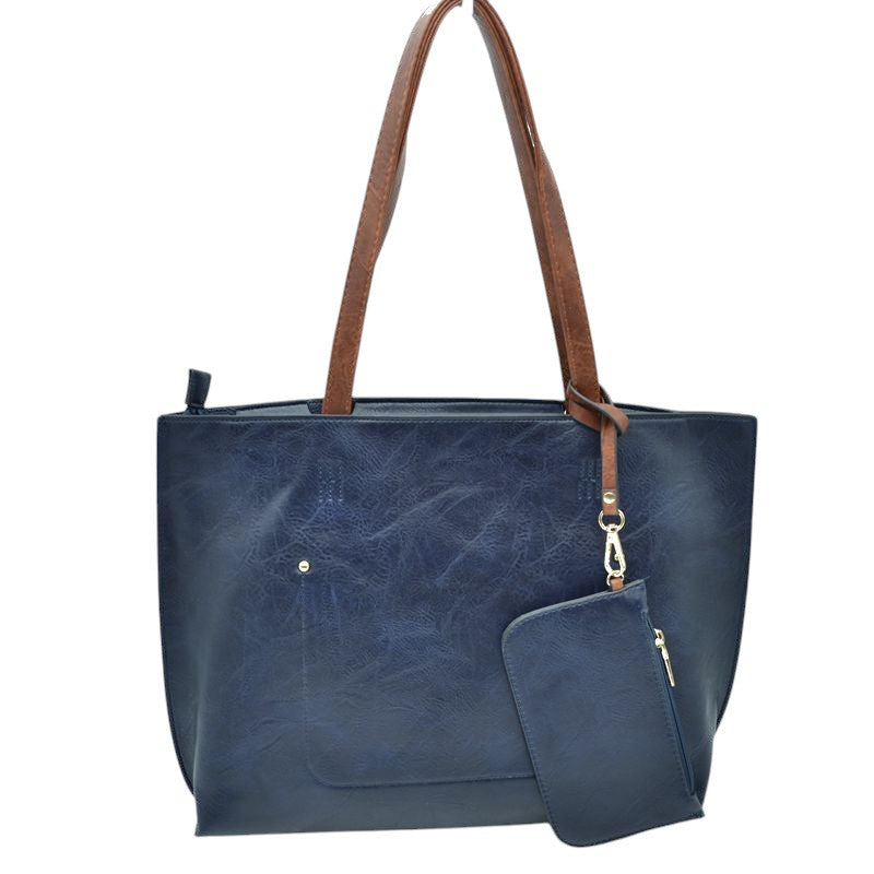 PU Vegan Leather 2 in 1 Tote Crossbody Handbag