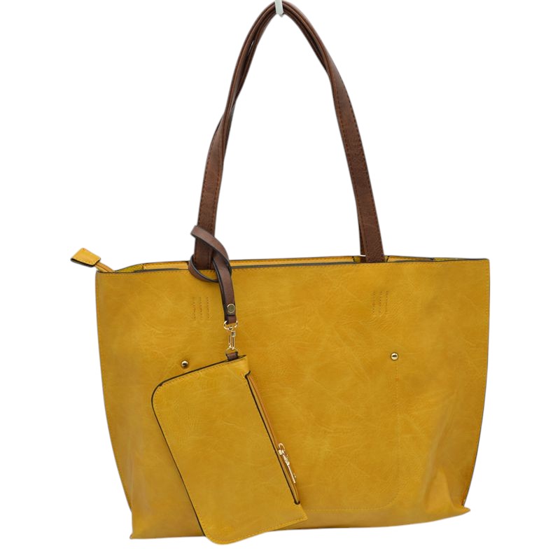 PU Vegan Leather 2 in 1 Tote Crossbody Handbag