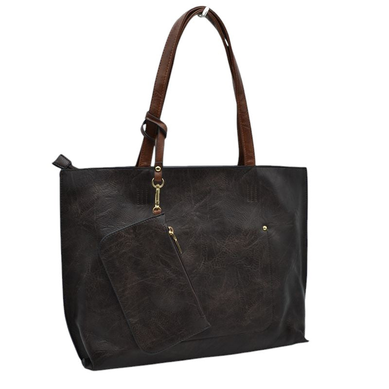 PU Vegan Leather 2 in 1 Tote Crossbody Handbag