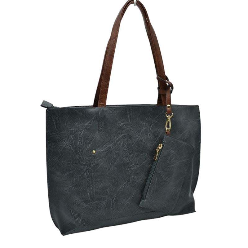 PU Vegan Leather 2 in 1 Tote Crossbody Handbag