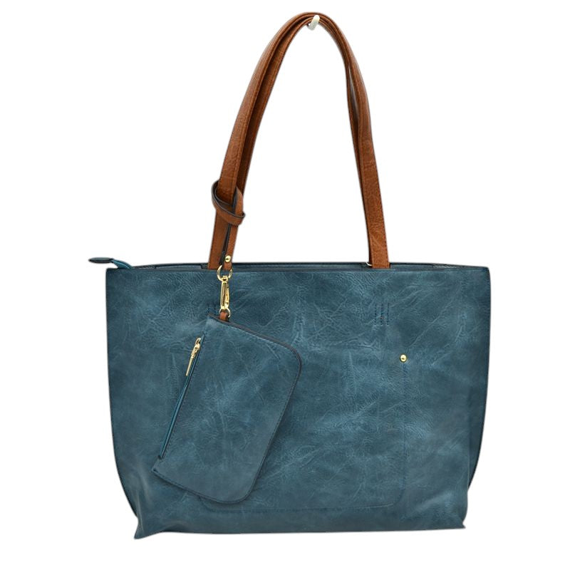 PU Vegan Leather 2 in 1 Tote Crossbody Handbag
