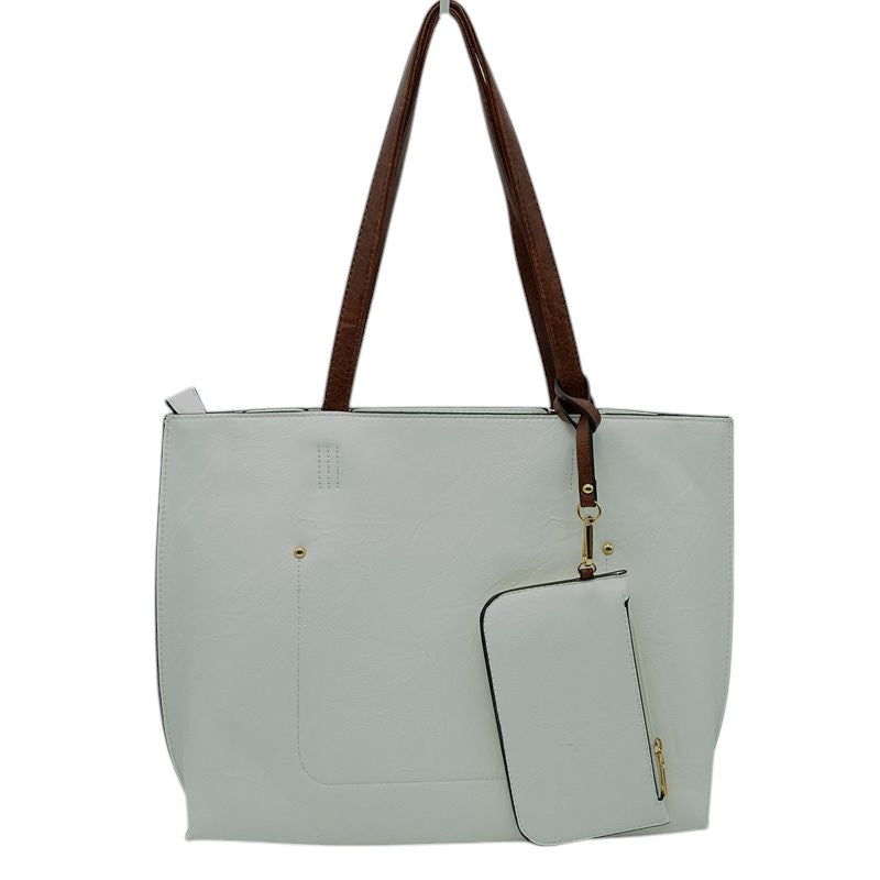 PU Vegan Leather 2 in 1 Tote Crossbody Handbag