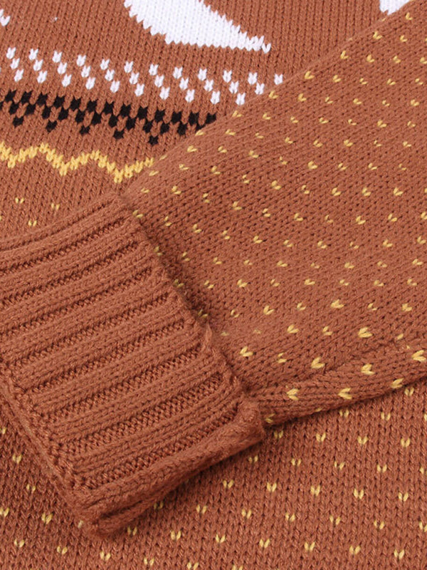 Pullover ghost skull retro sweater for women loose autumn and winter long-sleeved sweater