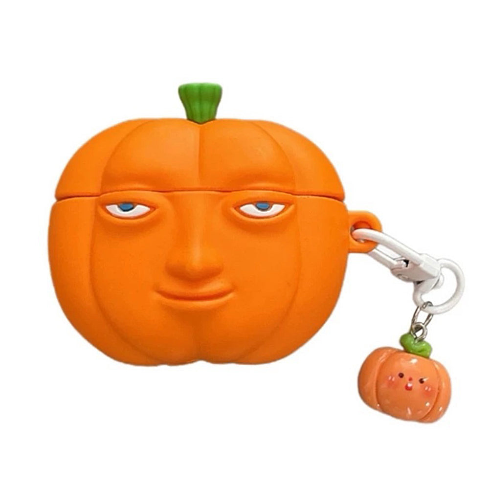 PUMPKIN-SHAPED AIRPOD CASE WITH HUMAN FACE ACCESSORY