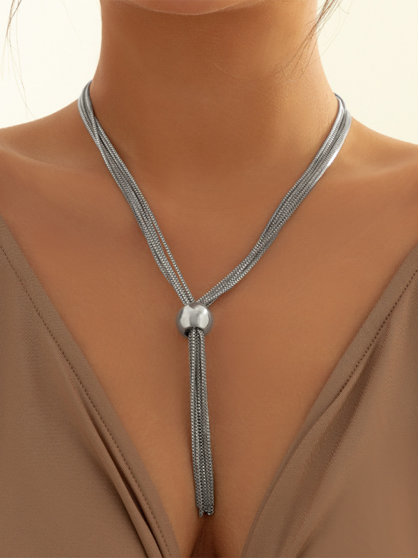 Punk multi-layer chain stacking necklace simple niche geometric sphere personality necklace - Pattern9 / FREESIZE