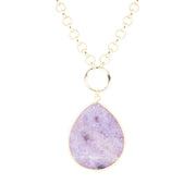 Purple Amethyst Teardrop Golden Chain Necklace