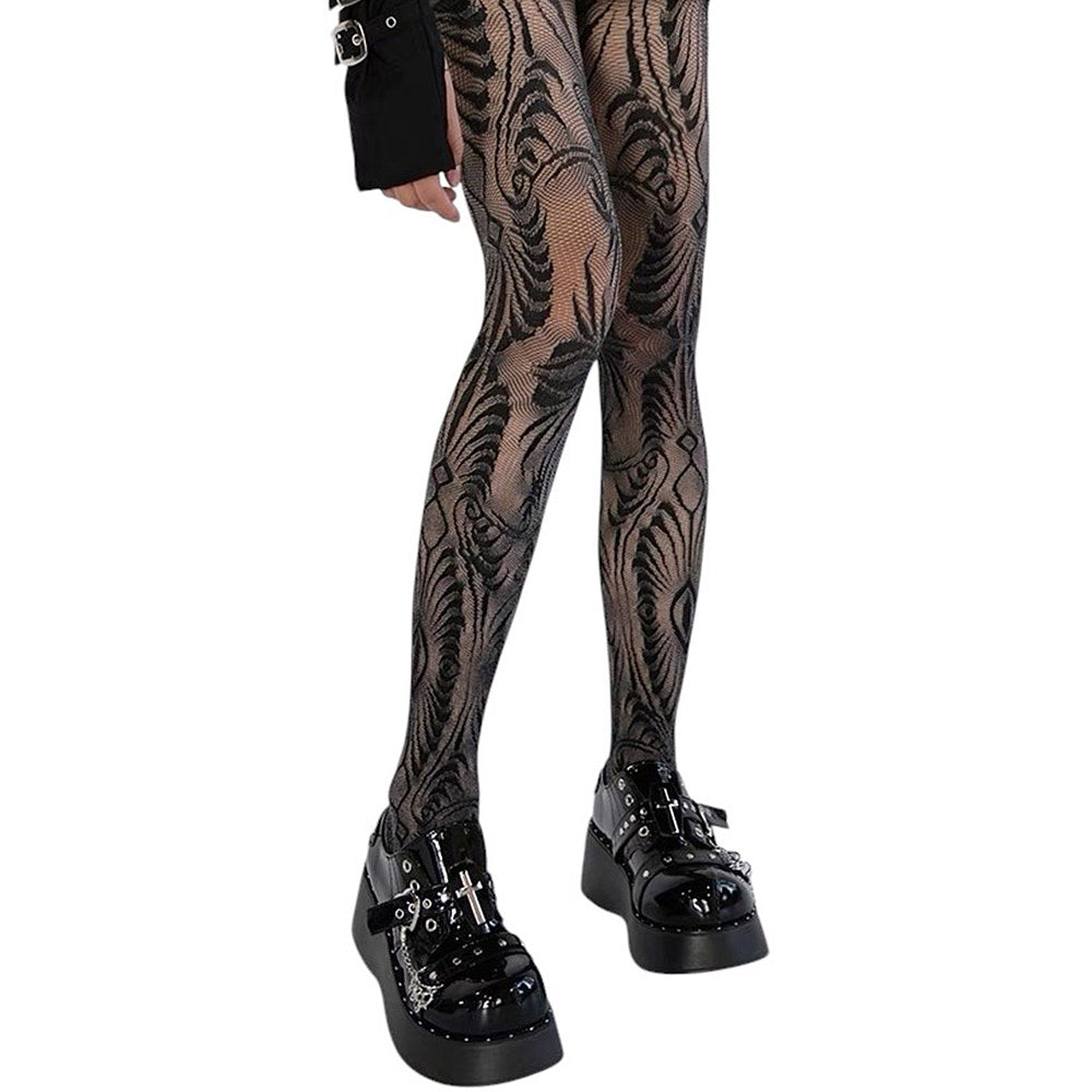 PURPLE WAVY LINE TIGHTS: AESTHETIC LEGWEAR