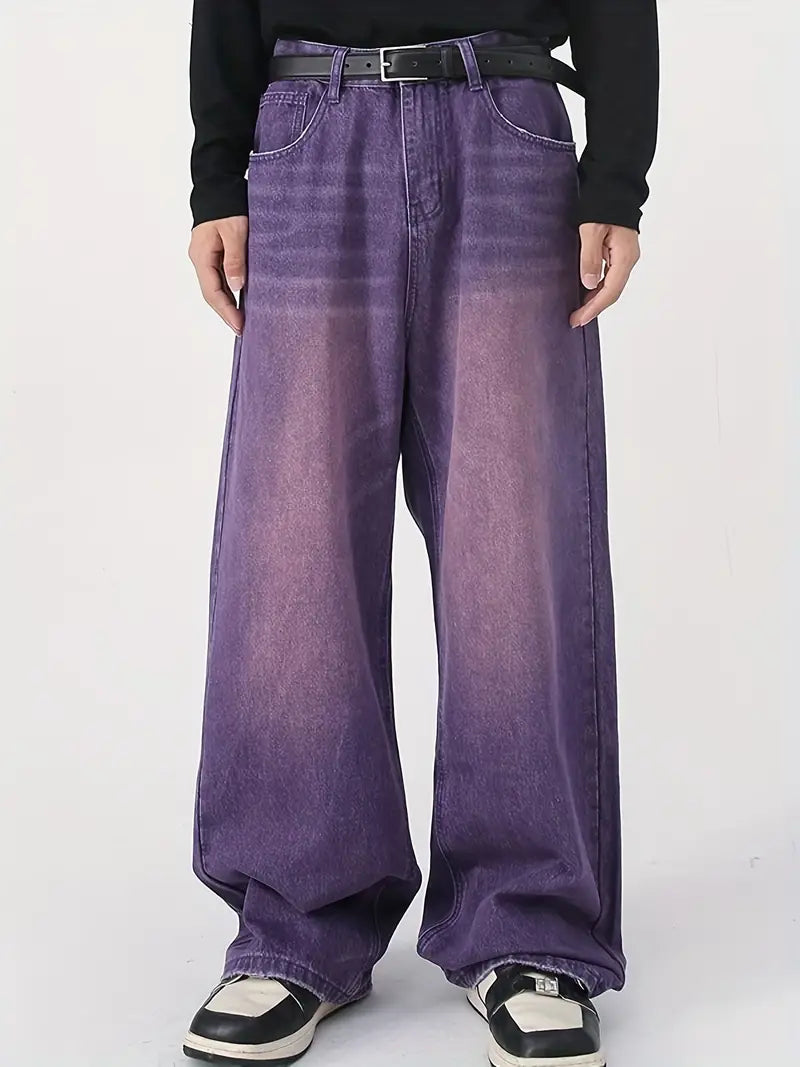 PURPLE WIDE-LEG JEANS VINTAGE UPCYCLE BAGGY EFFORTLESS STYLE