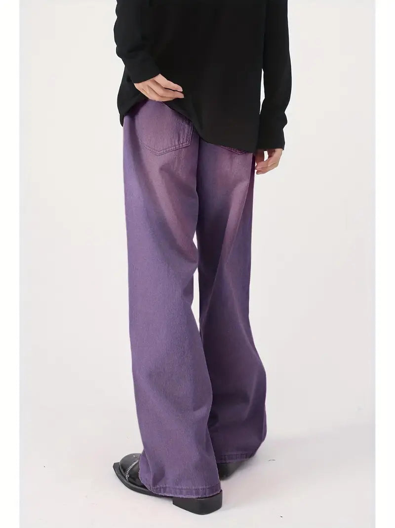PURPLE WIDE-LEG JEANS VINTAGE UPCYCLE BAGGY EFFORTLESS STYLE
