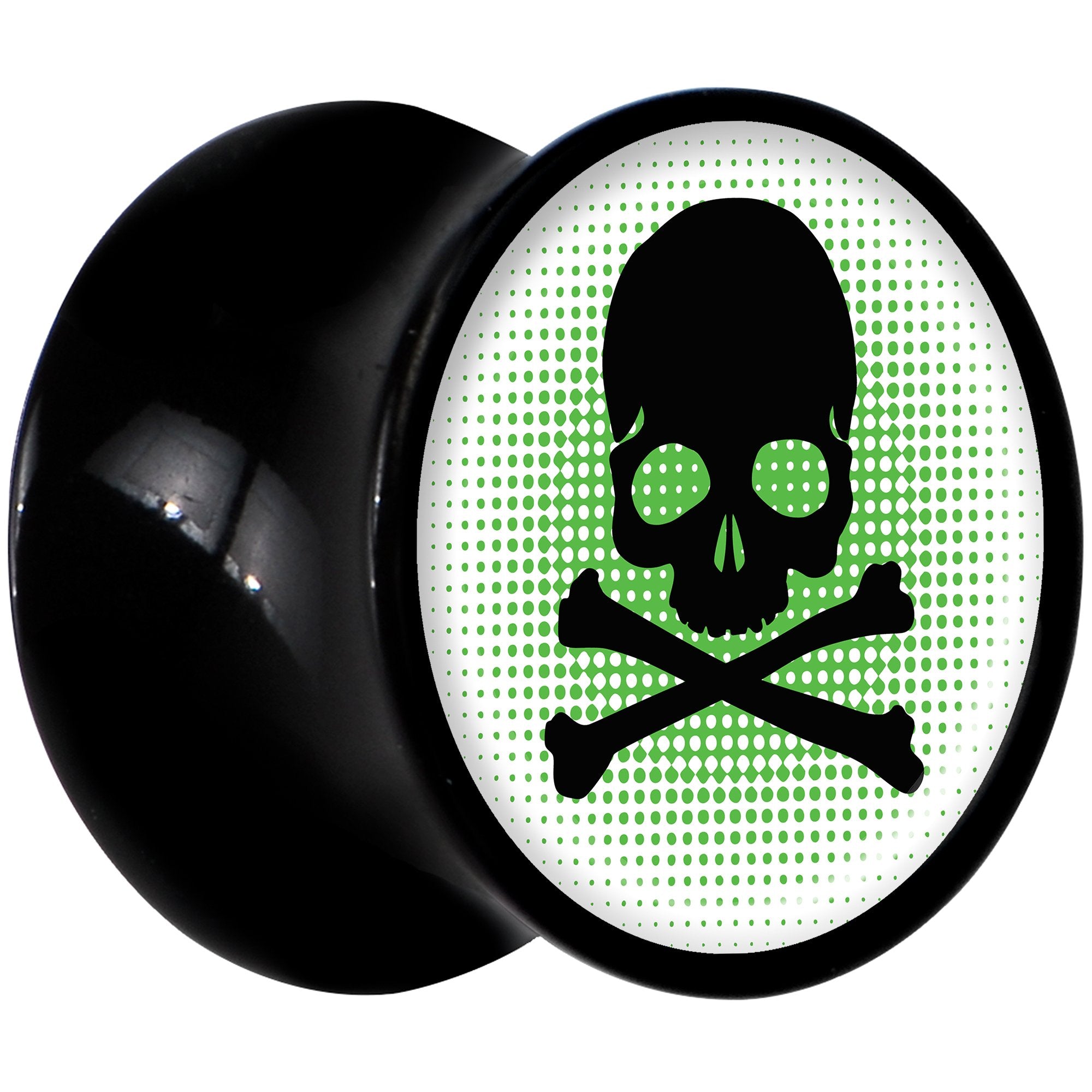 Black Acrylic Green Black Skull Saddle Plug Set 00G