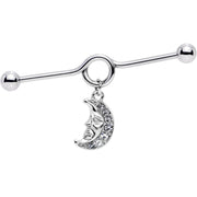 14G Clear Gem Moonman Dangle Industrial Barbell 38mm