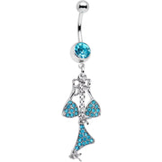 Aqua Gem Unraveled Bow Dangle Belly Ring