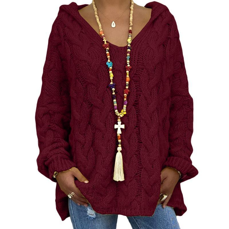 Pull à capuche ample à manches longues pour femme 