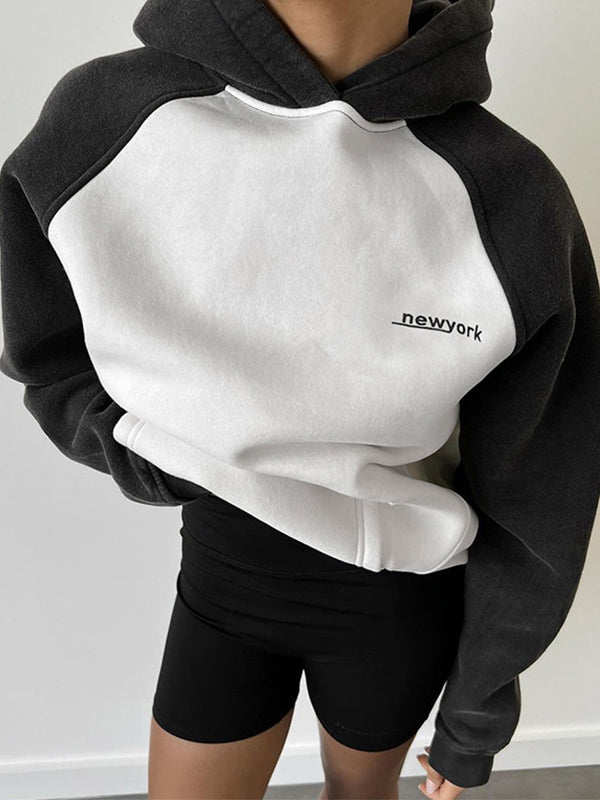 RAGLAN SLEEVE HOODIE WITH TWO-TONE DESIGN AND SOLID COLOR OPTIONS