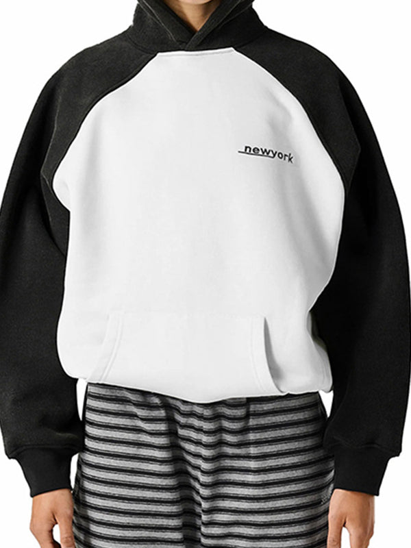 RAGLAN SLEEVE HOODIE WITH TWO-TONE DESIGN AND SOLID COLOR OPTIONS