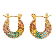 RAINBOW CRYSTAL HOOP EARRINGS FLIRTY BABY RAINBOW